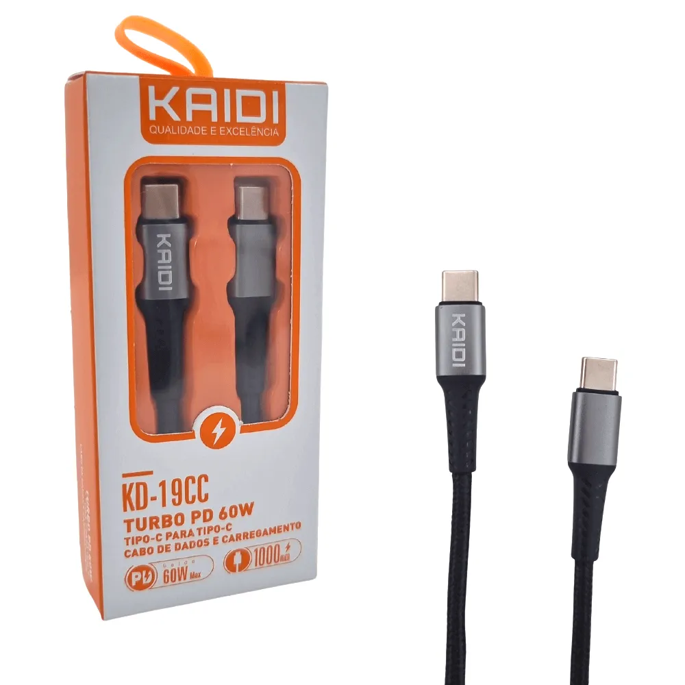 Cabo Kaidi Tipo C / Tipo C - Turbo 60W - Kd19CC - Imagem 3